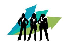 Silhouetten von drei Frauen in Business-Kleidung