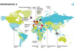 Eine Landkarte zeigt, woher die 19 Startups aus der neuen Runde des Accelerators von Circular Valley.